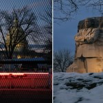 LEFT: A barrier that reads 