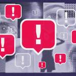 An illustrative pink and purple image with large exclamation points.